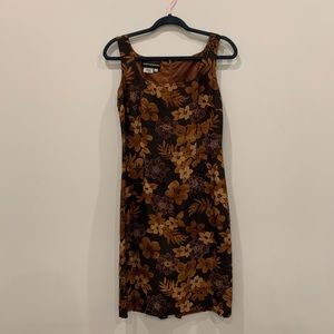 Brown silk floral dress 🤎